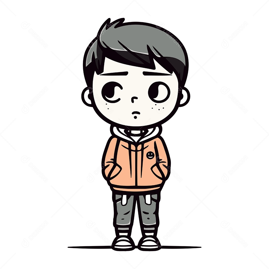 Menino Fofo de Desenho Animado Ilustração Vetor EPS