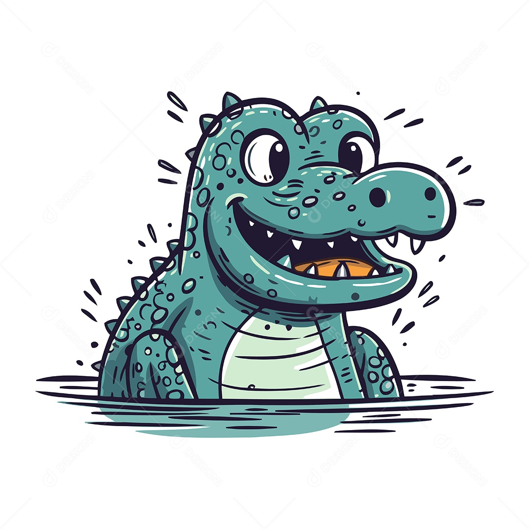 Crocodilo de Desenho Animado Ilustração Vetor EPS