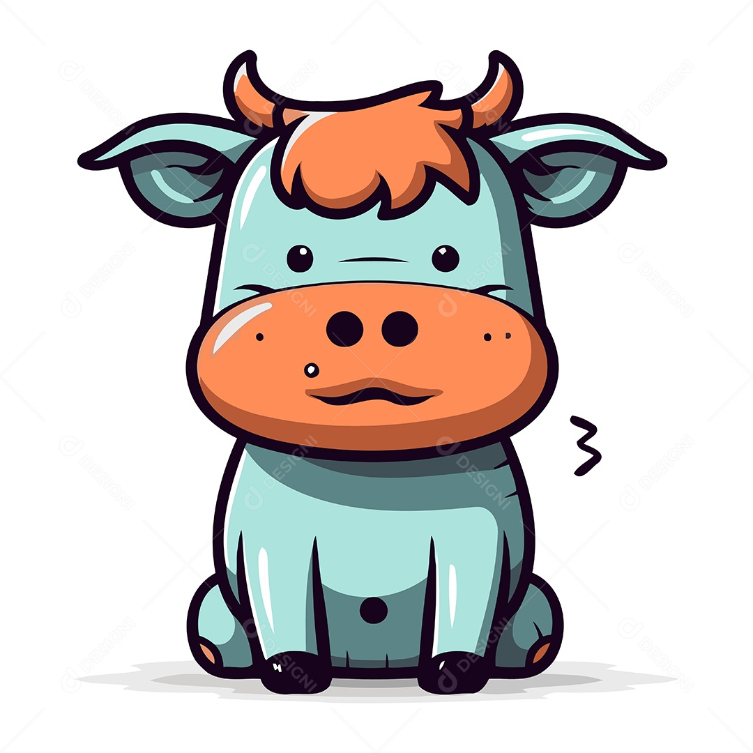 Vaca Fofa de Desenho Animado Ilustração Vetor EPS