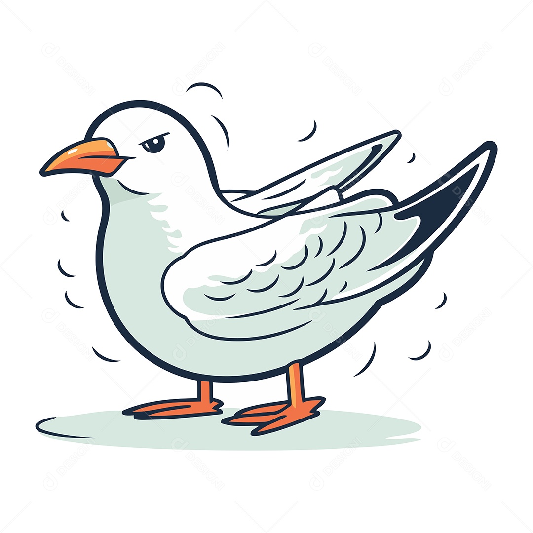 Gaivota Fofa de Desenho Animado Ilustração Vetor EPS