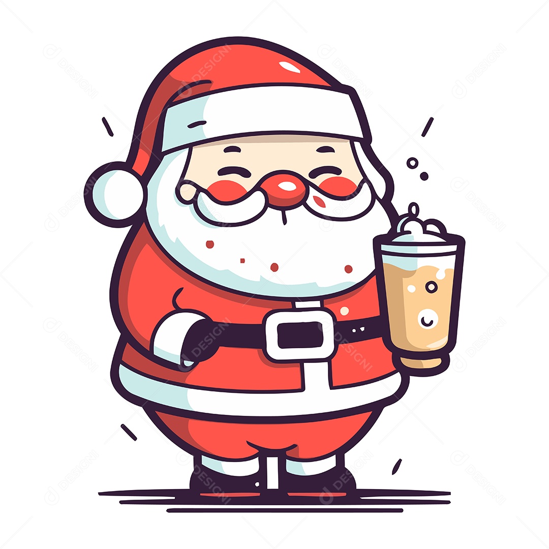 Papai Noel Segurando um Copo Ilustração Vetor EPS