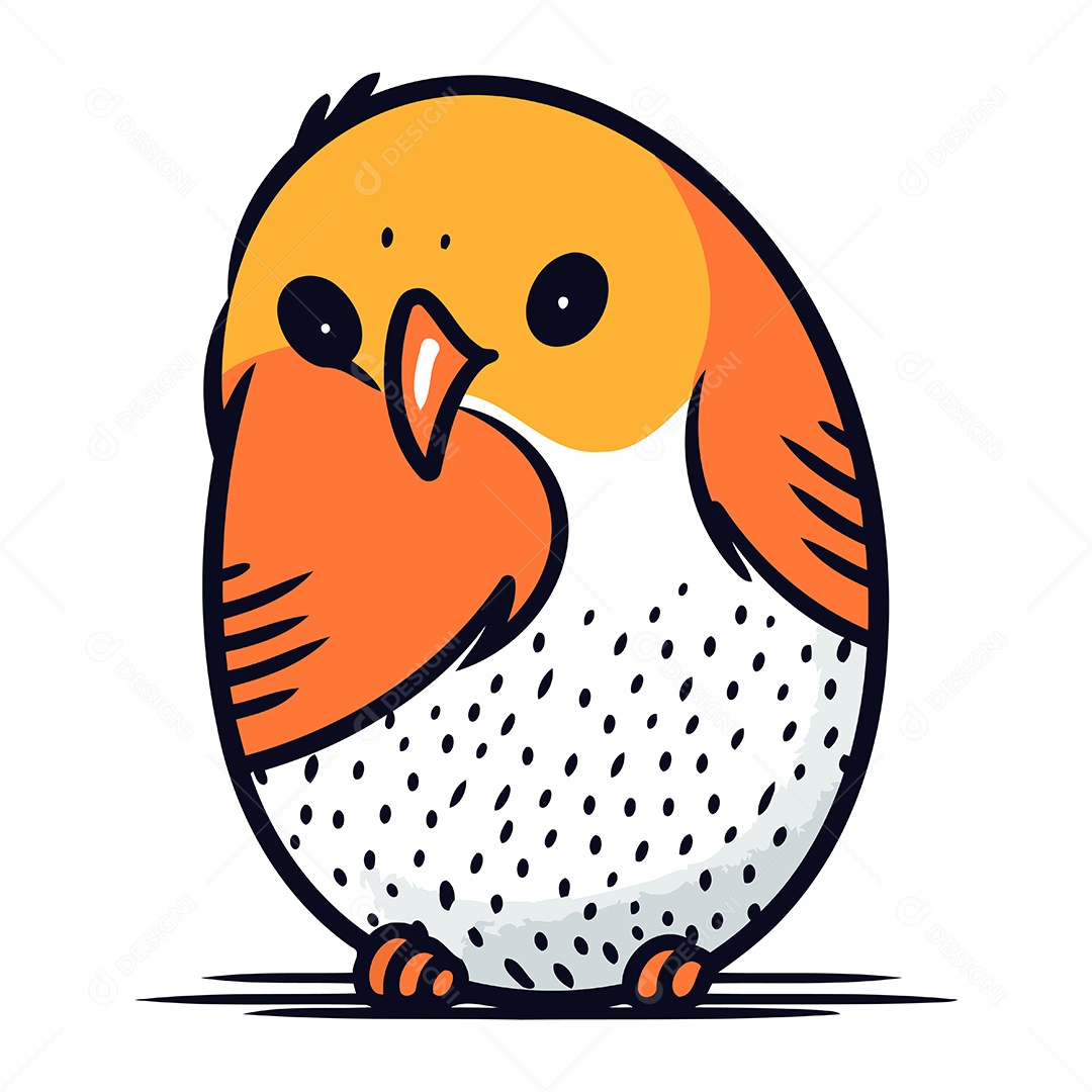 Passarinho Fofo de Desenho Animado Ilustração Vetor EPS