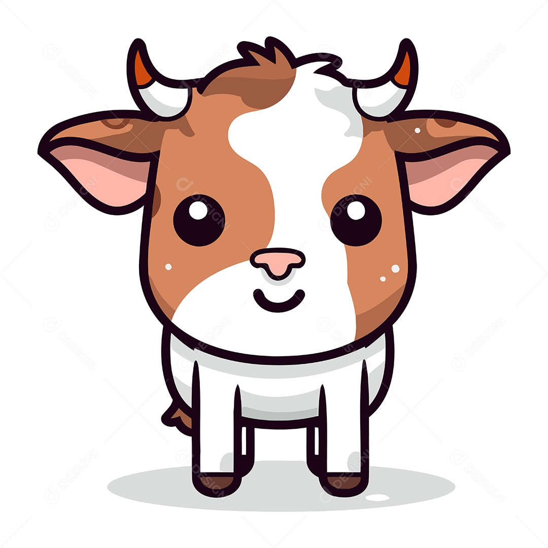 Vaca Fofa de Desenho Animado Ilustração Vetor EPS