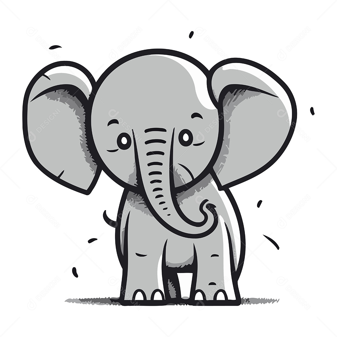Elefante de Desenho Animado Ilustração Vetor EPS