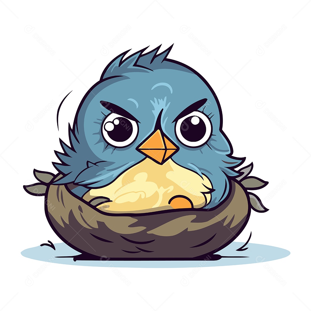 Lindo Pássaro Azul em um Ninho Ilustração Vetor EPS
