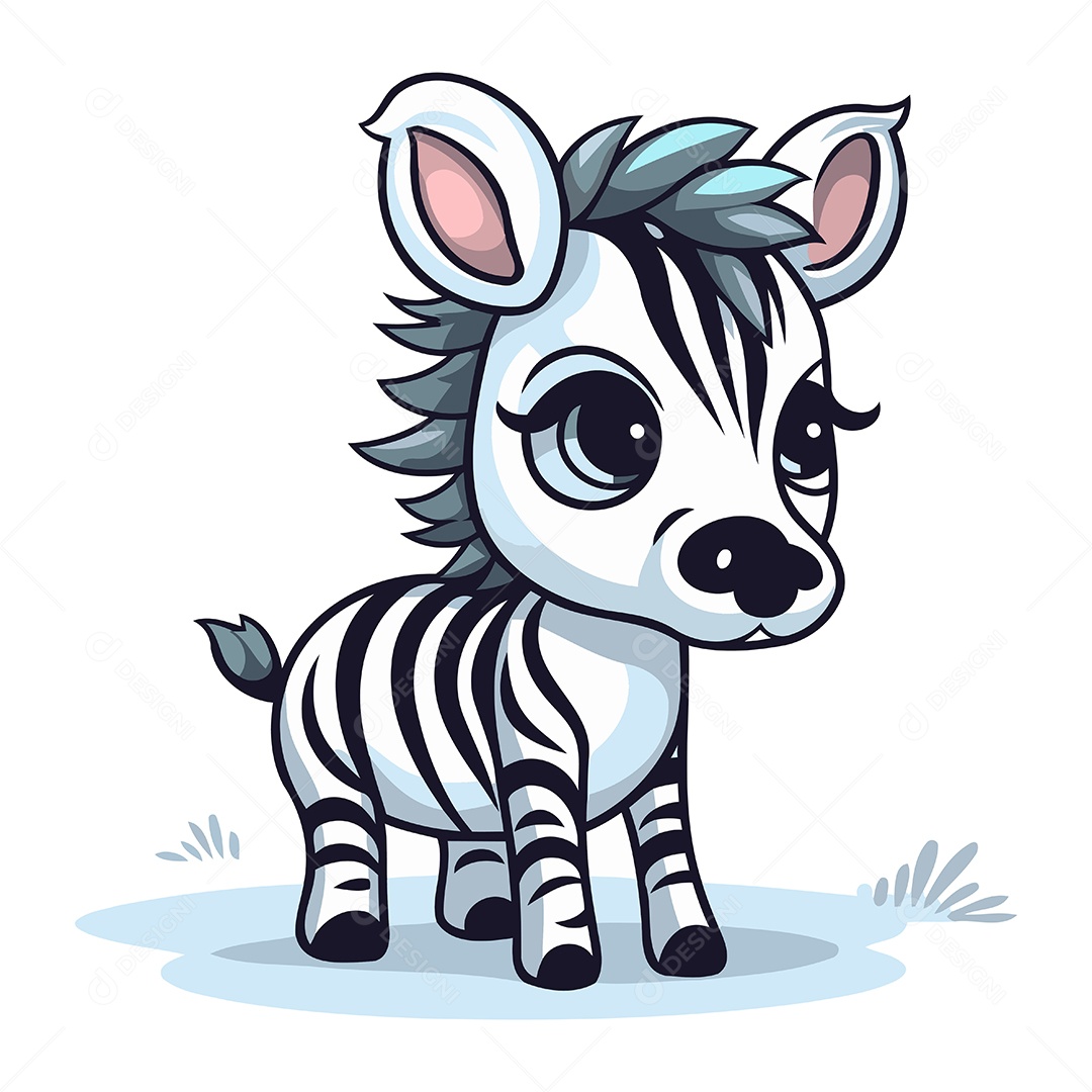 Zebra Fofa de Desenho Animado Ilustração Vetor EPS