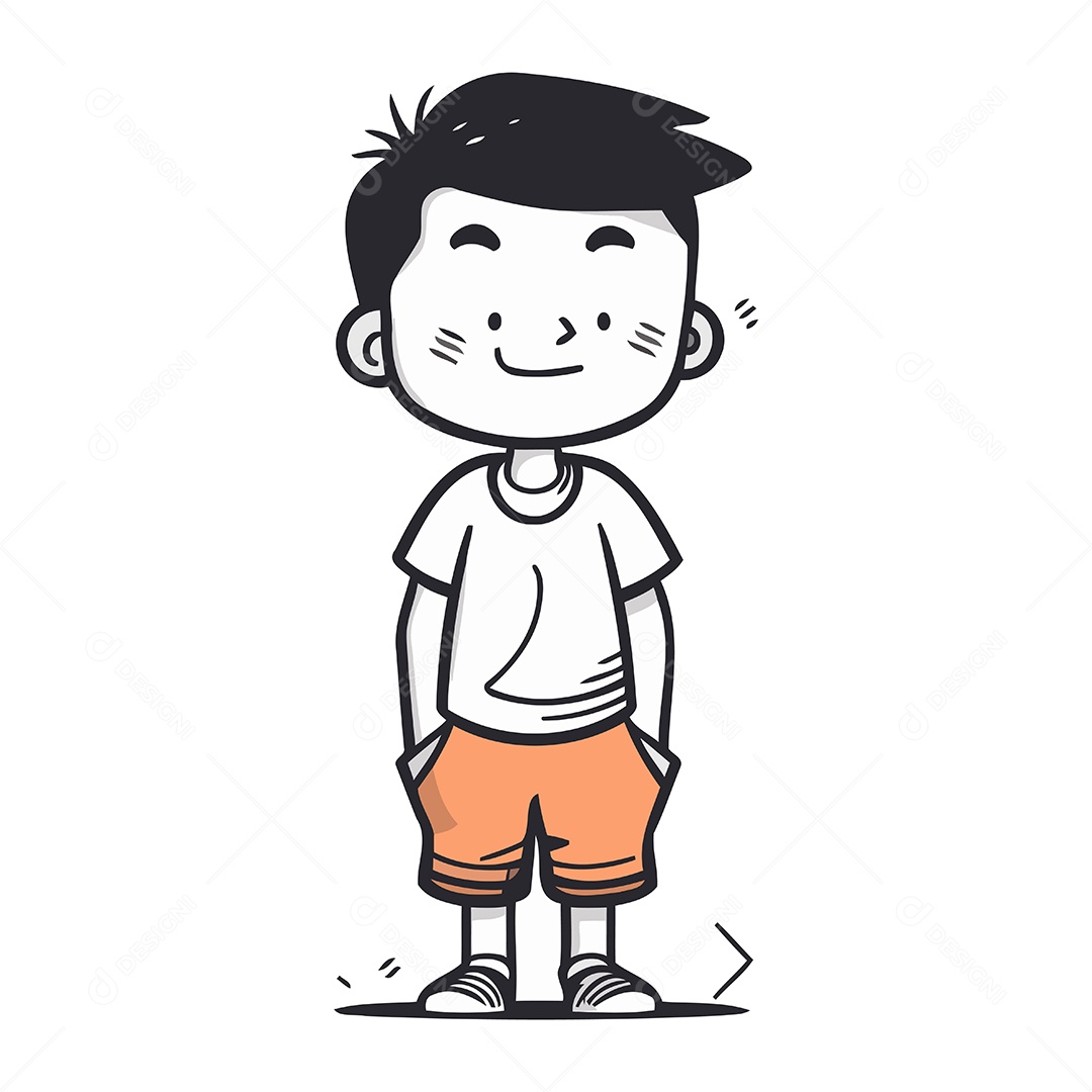 Menino Fofo de Desenho Animado Ilustração Vetor EPS