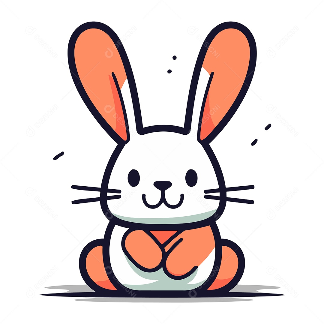 Coelho Fofo de Desenho Animado Ilustração Vetor EPS