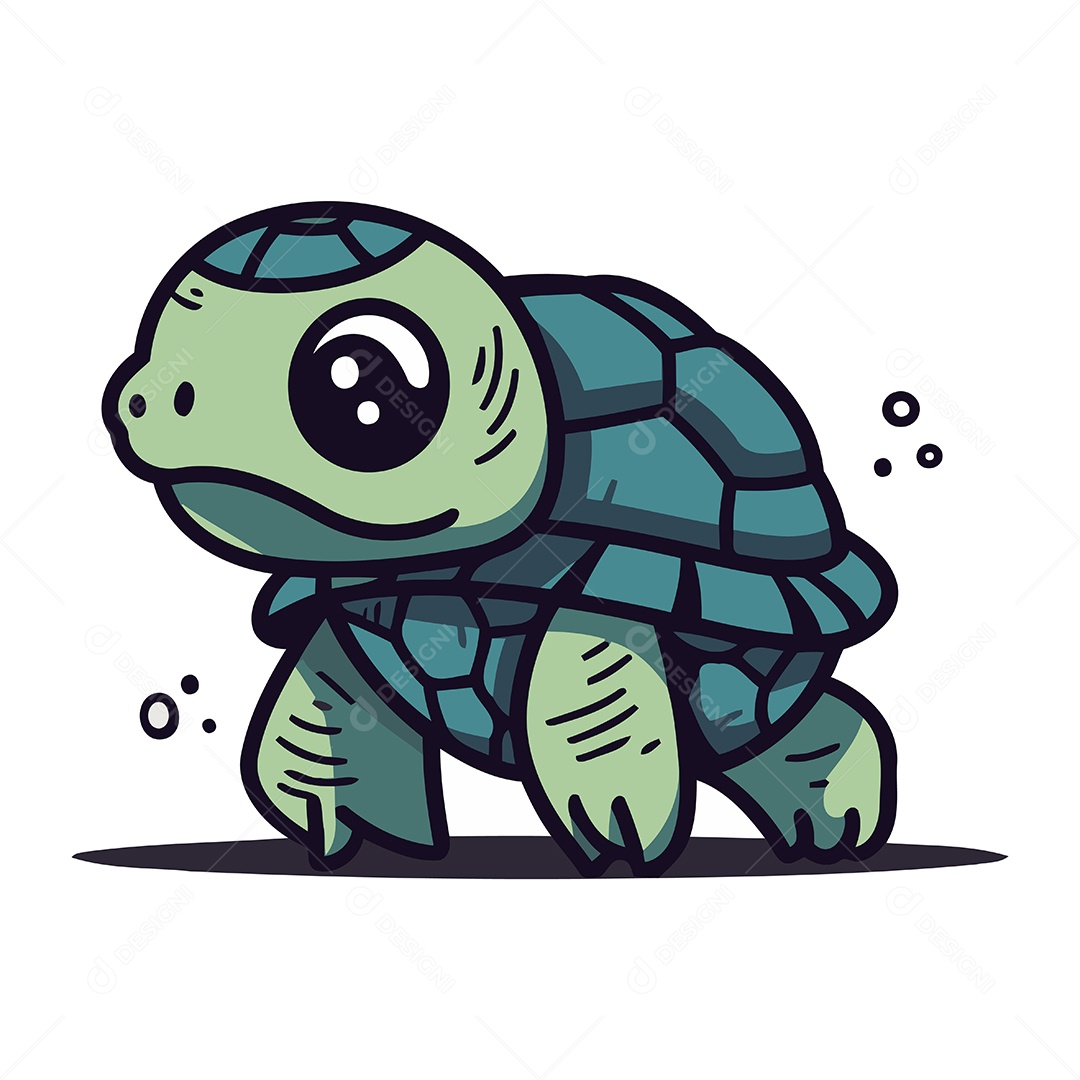 Tartaruga Fofa de Desenho Animado Ilustração Vetor EPS