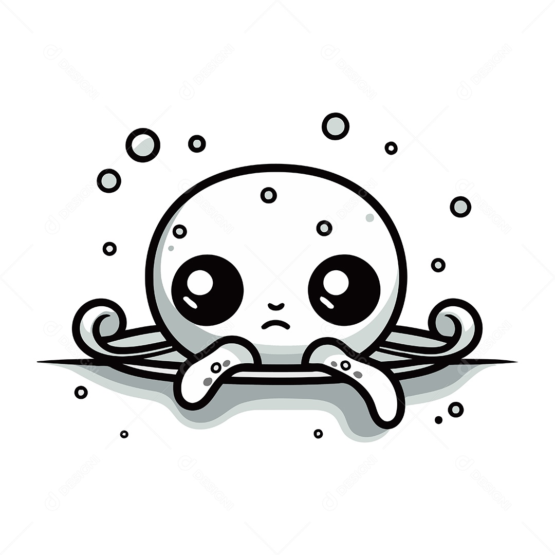 Polvo Fofo de Desenho Animado Ilustração Vetor EPS