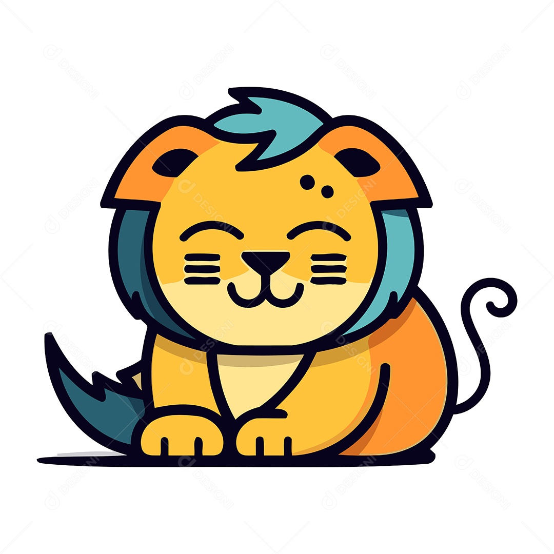 Leão Fofo de Desenho Animado Ilustração Vetor EPS