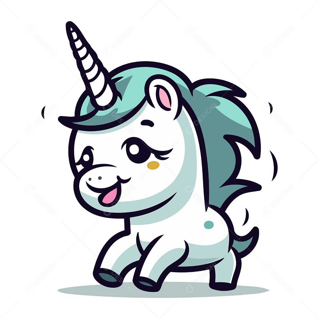 Unicórnio Fofo de Desenho Animado Ilustração Vetor EPS