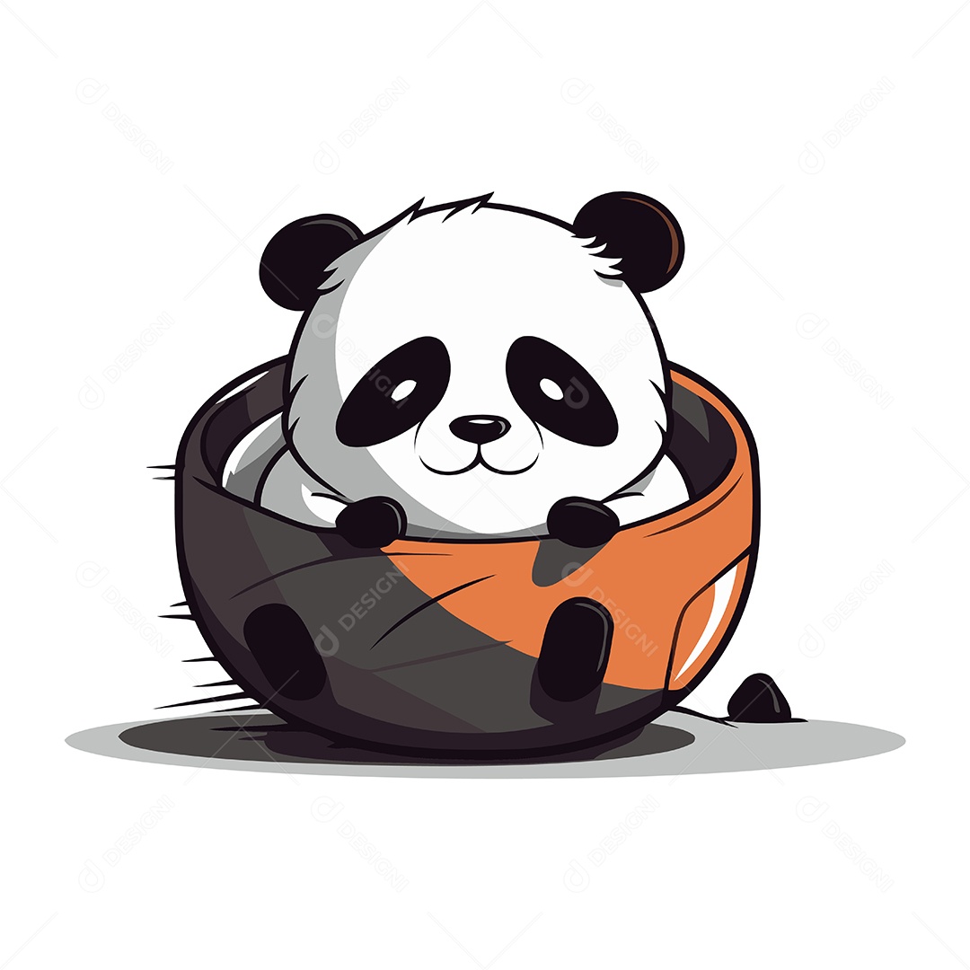Panda Fofo de Desenho Animado Ilustração Vetor EPS