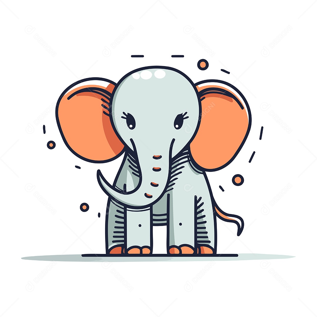 Elefante Fofo de Desenho Animado Ilustração Vetor EPS