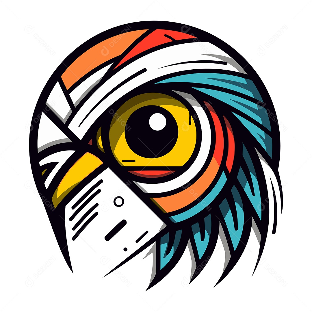 Cabeça de Papagaio Desenho Animado Ilustração Vetor EPS