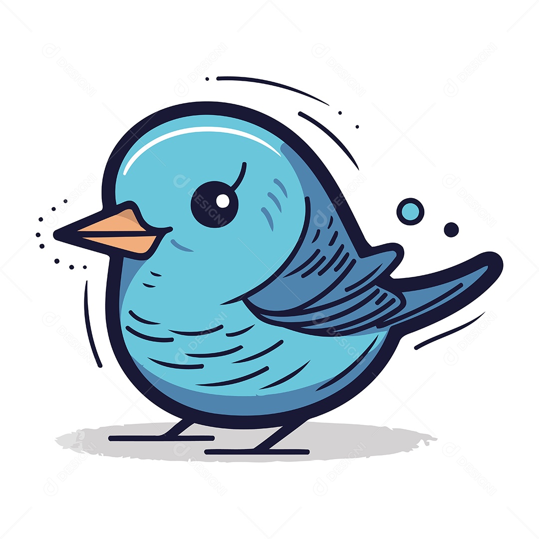 Pássaro Azul de Desenho Animado Ilustração Vetor EPS