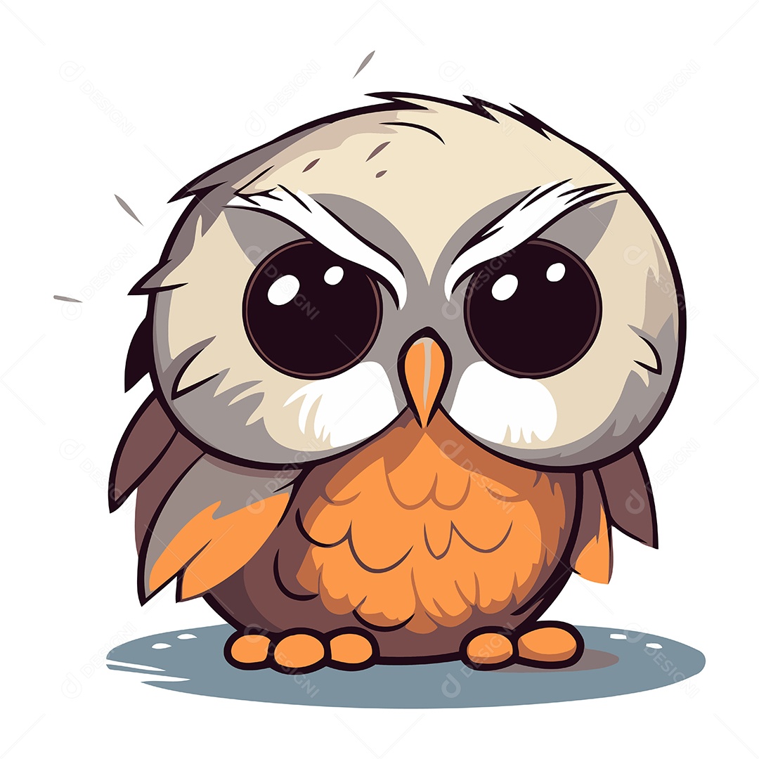 Coruja Fofa de Desenho Animado Ilustração Vetor EPS