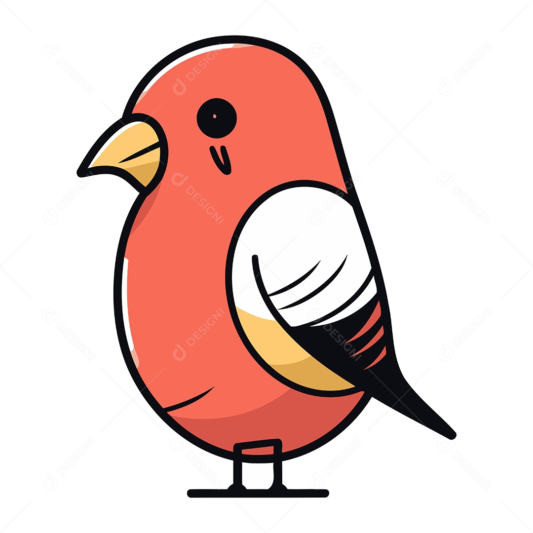 Pássaro Vermelho de Desenho Animado Ilustração Vetor EPS