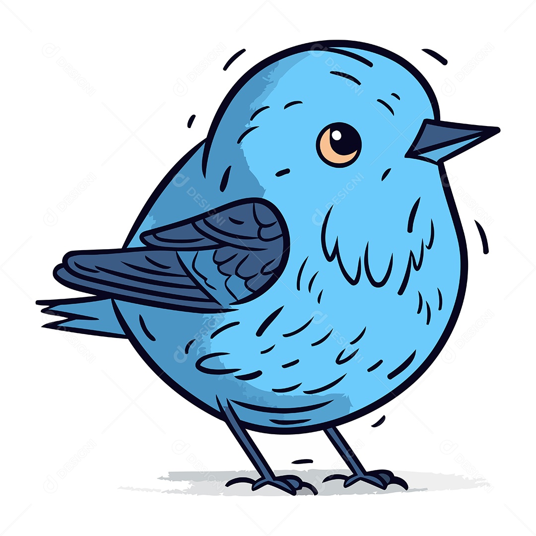 Pássaro Azul de Desenho Animado Ilustração Vetor EPS
