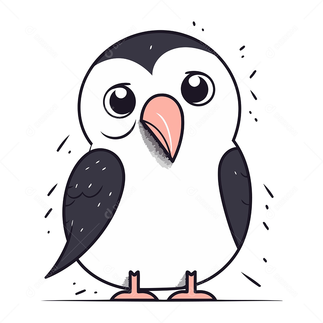 Pinguim de Desenho Animado Ilustração Vetor EPS