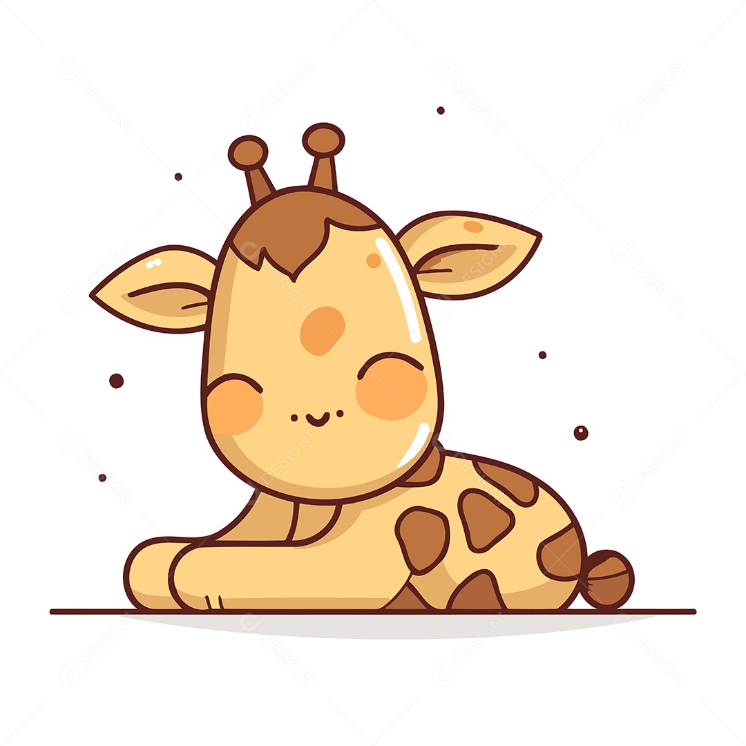 Girafa Fofa de Desenho Animado Ilustração Vetor EPS