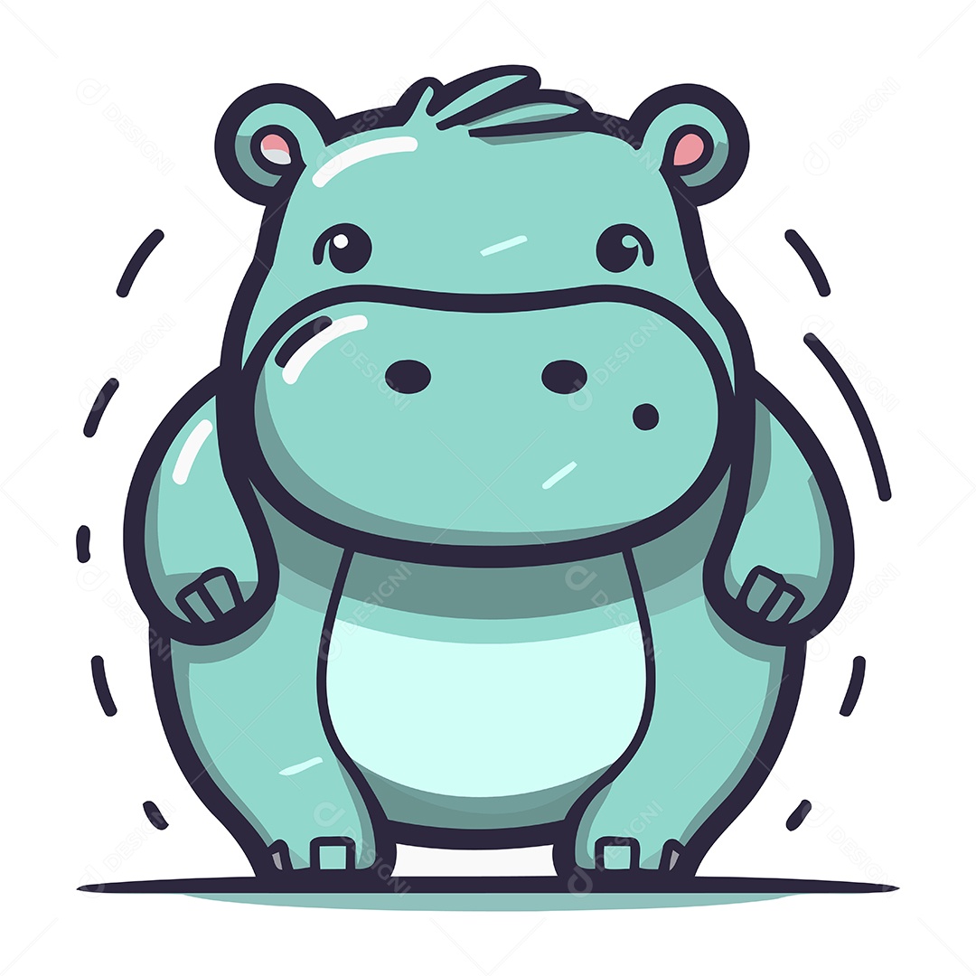 Hipopótamo de Desenho Animado Ilustração Vetor EPS