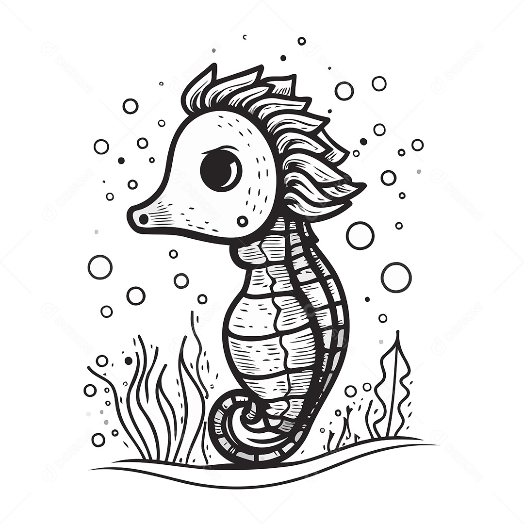 Cavalo Marinho Desenho Animado Ilustração Vetor EPS