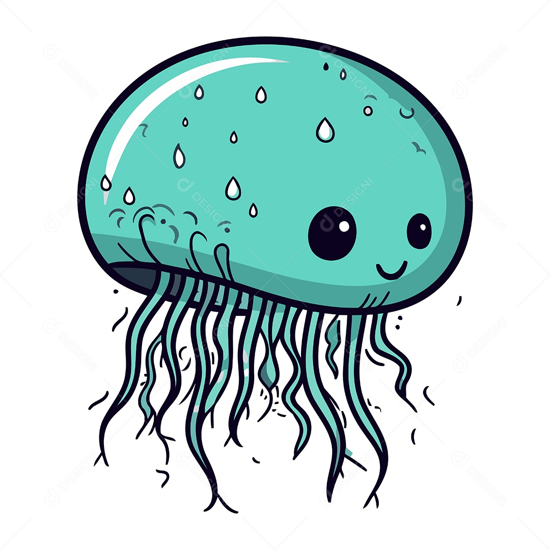 Água Viva de Desenho Animado Ilustração Vetor EPS