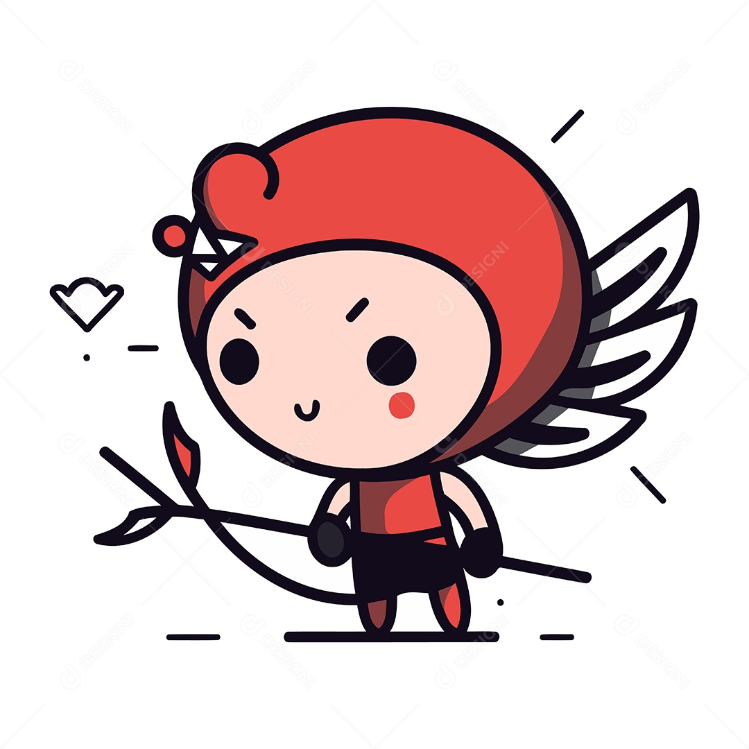 Cupido Fofo de Desenho Animado Ilustração Vetor EPS