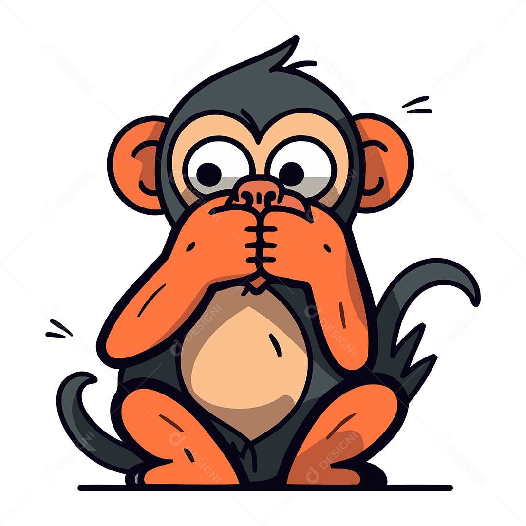 Macaco Fofo de Desenho Animado Ilustração Vetor EPS