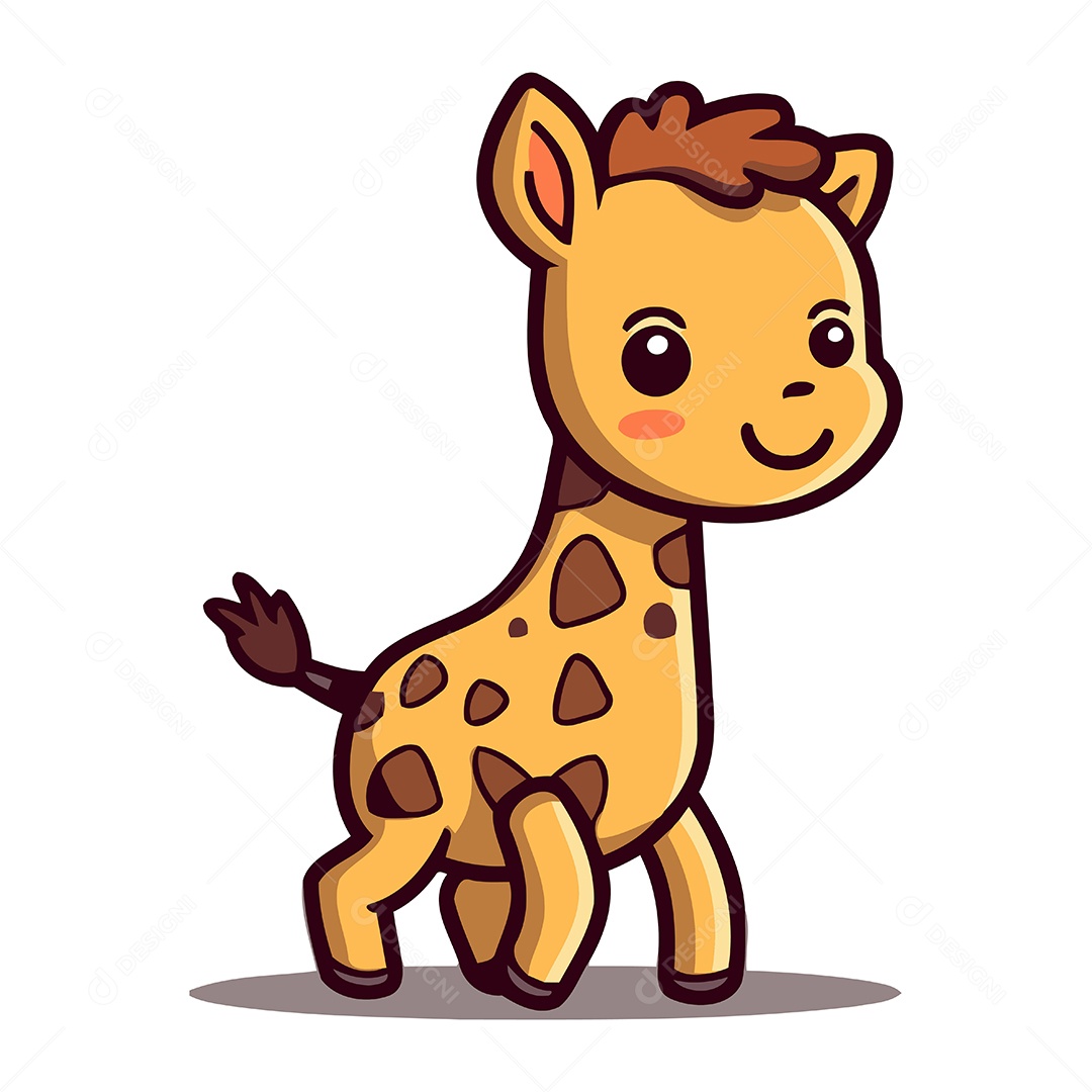 Girafa Fofa de Desenho Animado Ilustração Vetor EPS
