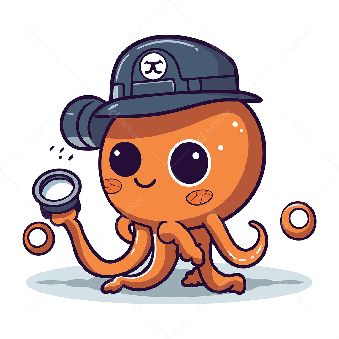 Polvo com Chapéu Ilustração Vetor EPS