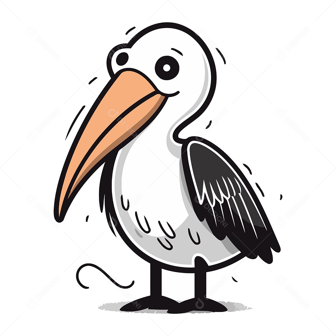 Pelicano de Desenho Animado Ilustração Vetor EPS