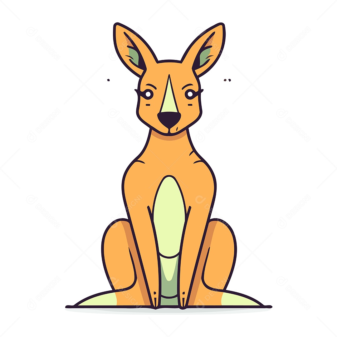 Canguru Fofo de Desenho Animado Ilustração Vetor EPS