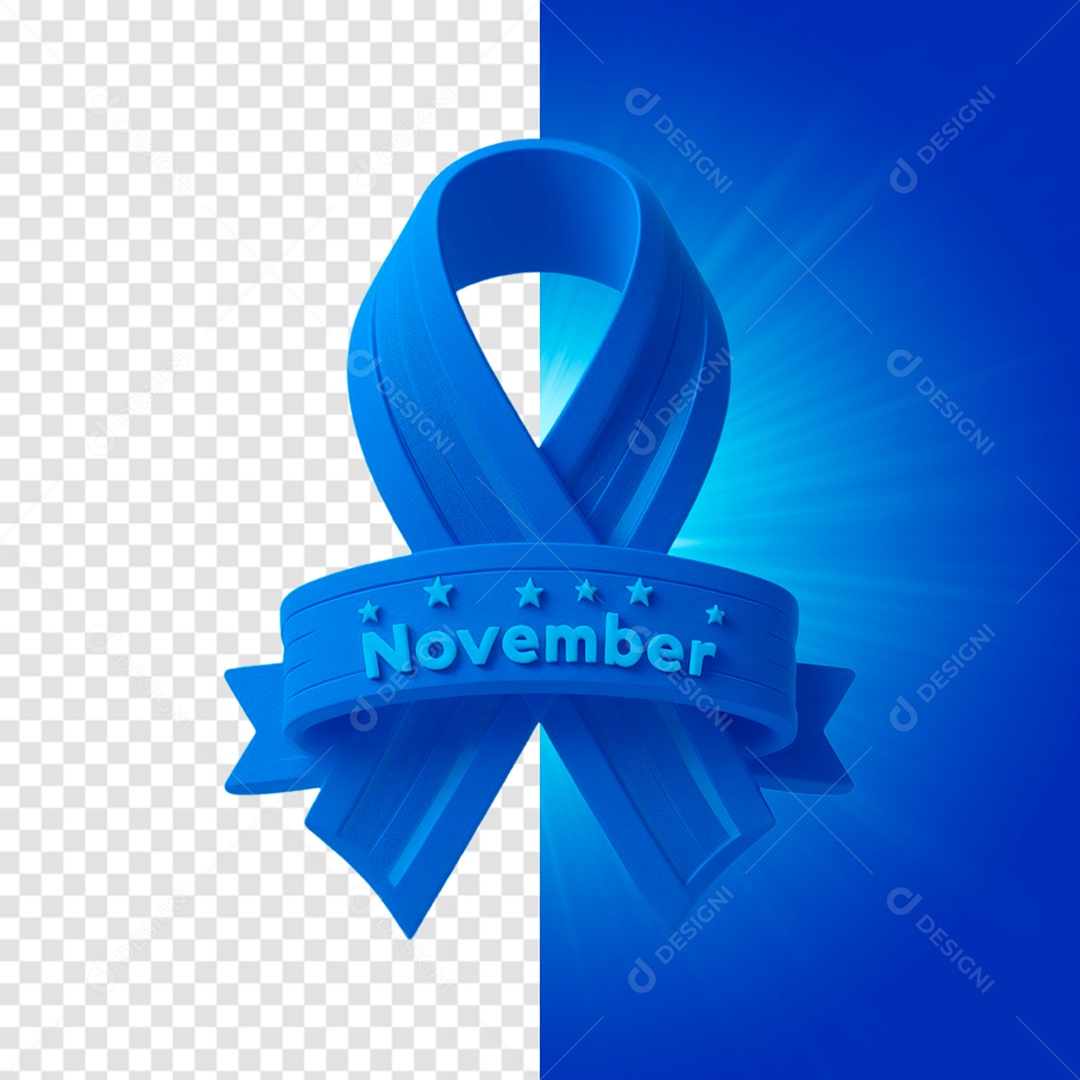 Elemento 3D Novembro Azul Para Composição PSD