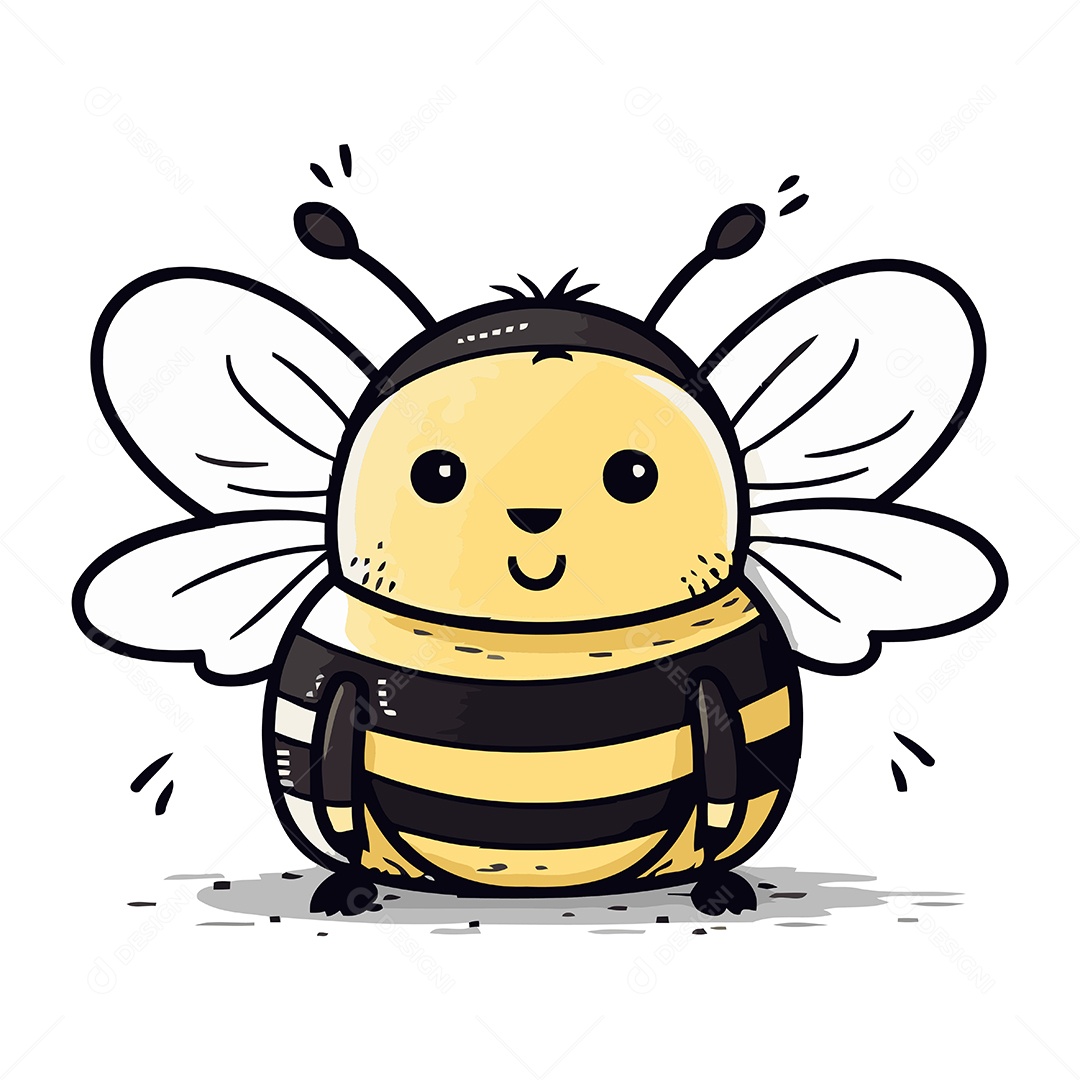 Abelha Fofa de Desenho Animado Ilustração Vetor EPS