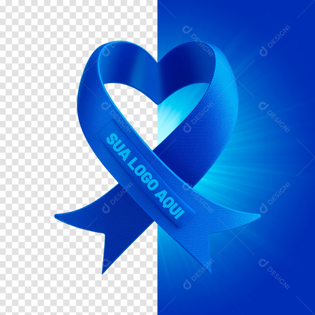 Elemento 3D Fita Coração Novembro Azul Para Composição PSD