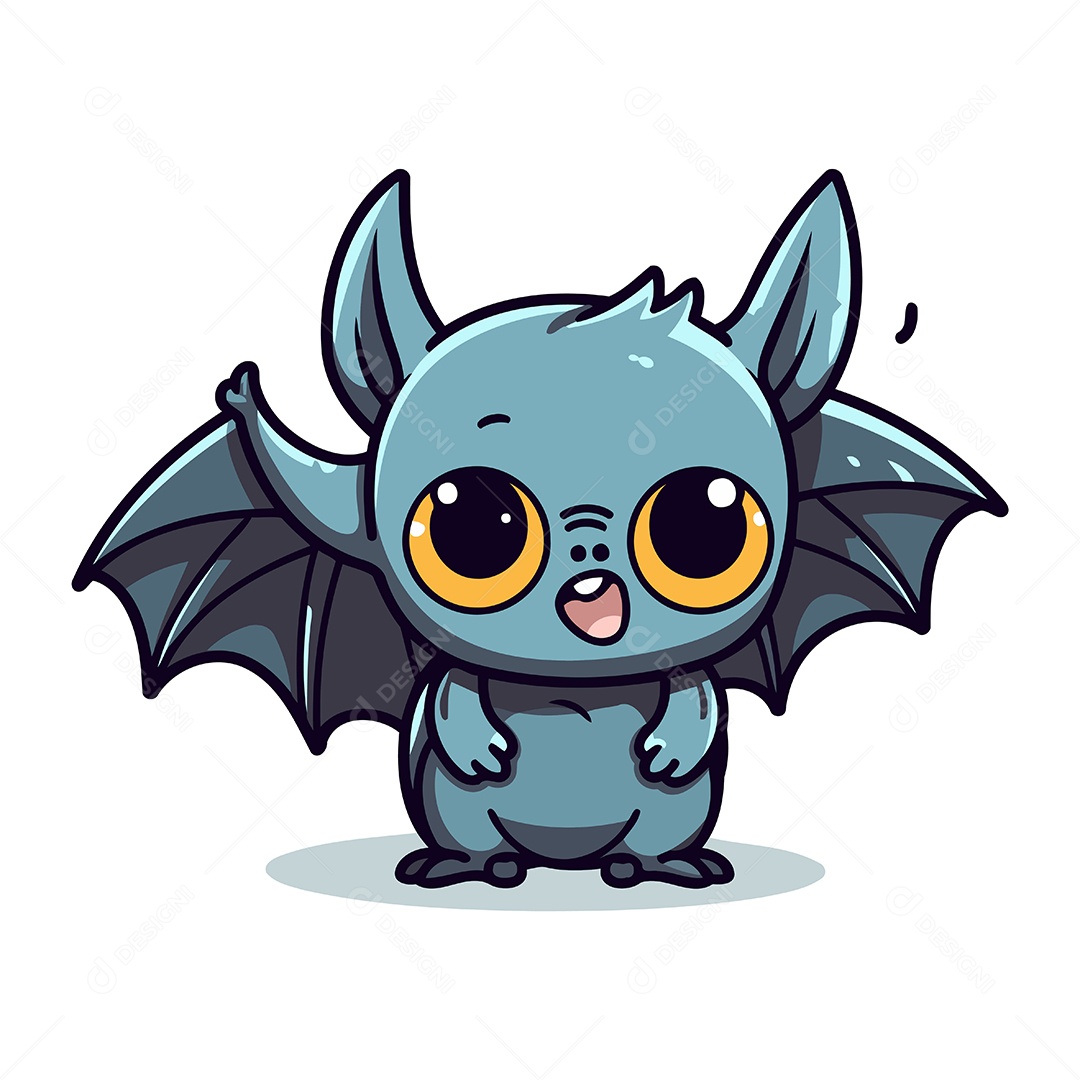 Morcego Fofo de Desenho Animado Ilustração Vetor EPS