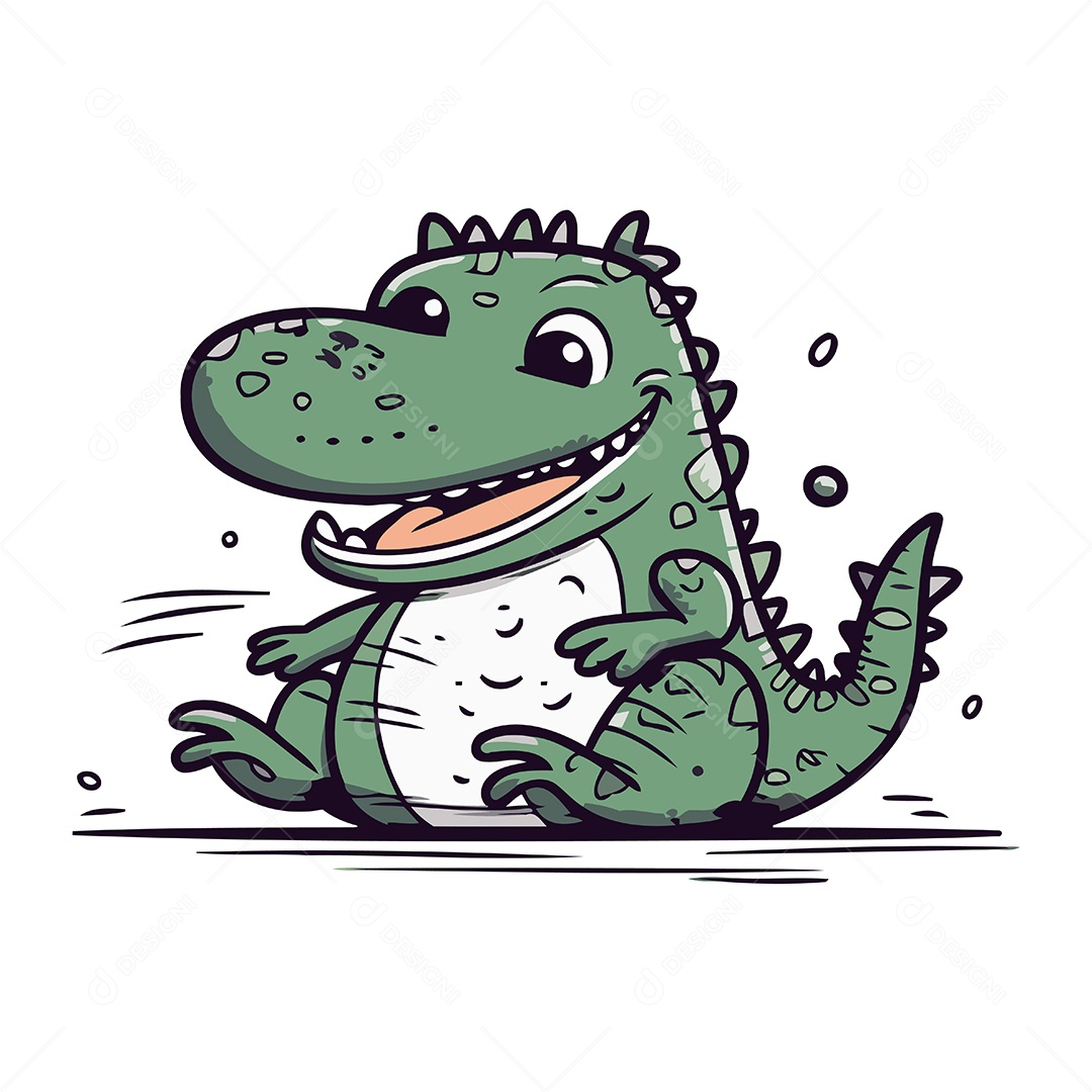 Crocodilo Fofo de Desenho Animado Ilustração Vetor EPS