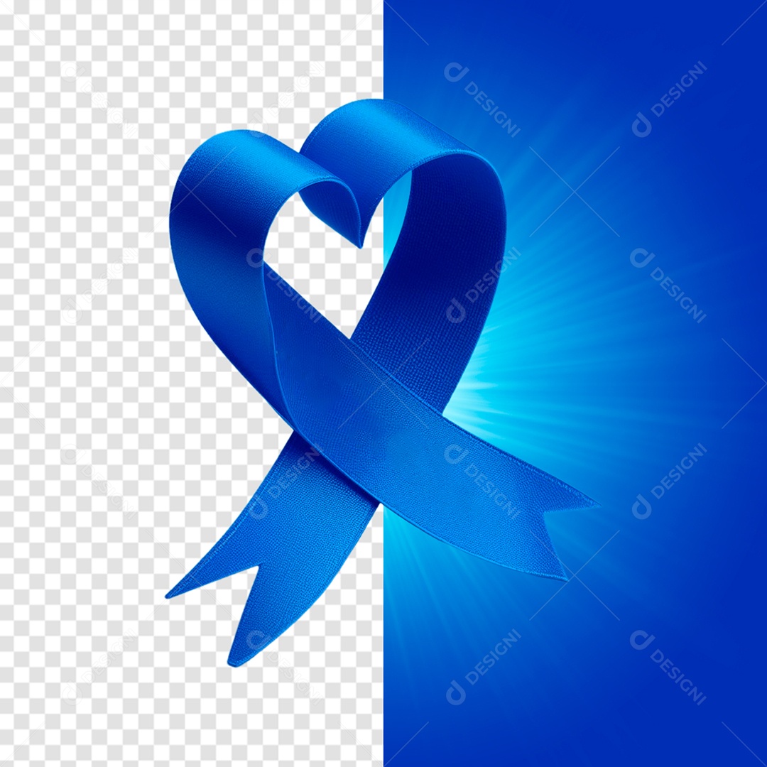 Elemento 3D Fita Novembro Azul Para Composição PSD