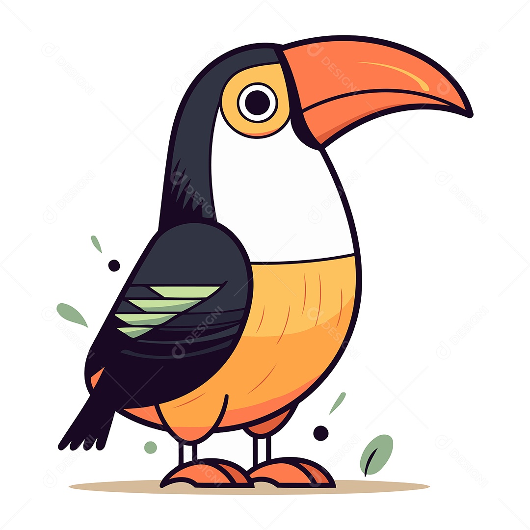 Tucano de Desenho Animado Ilustração Vetor EPS