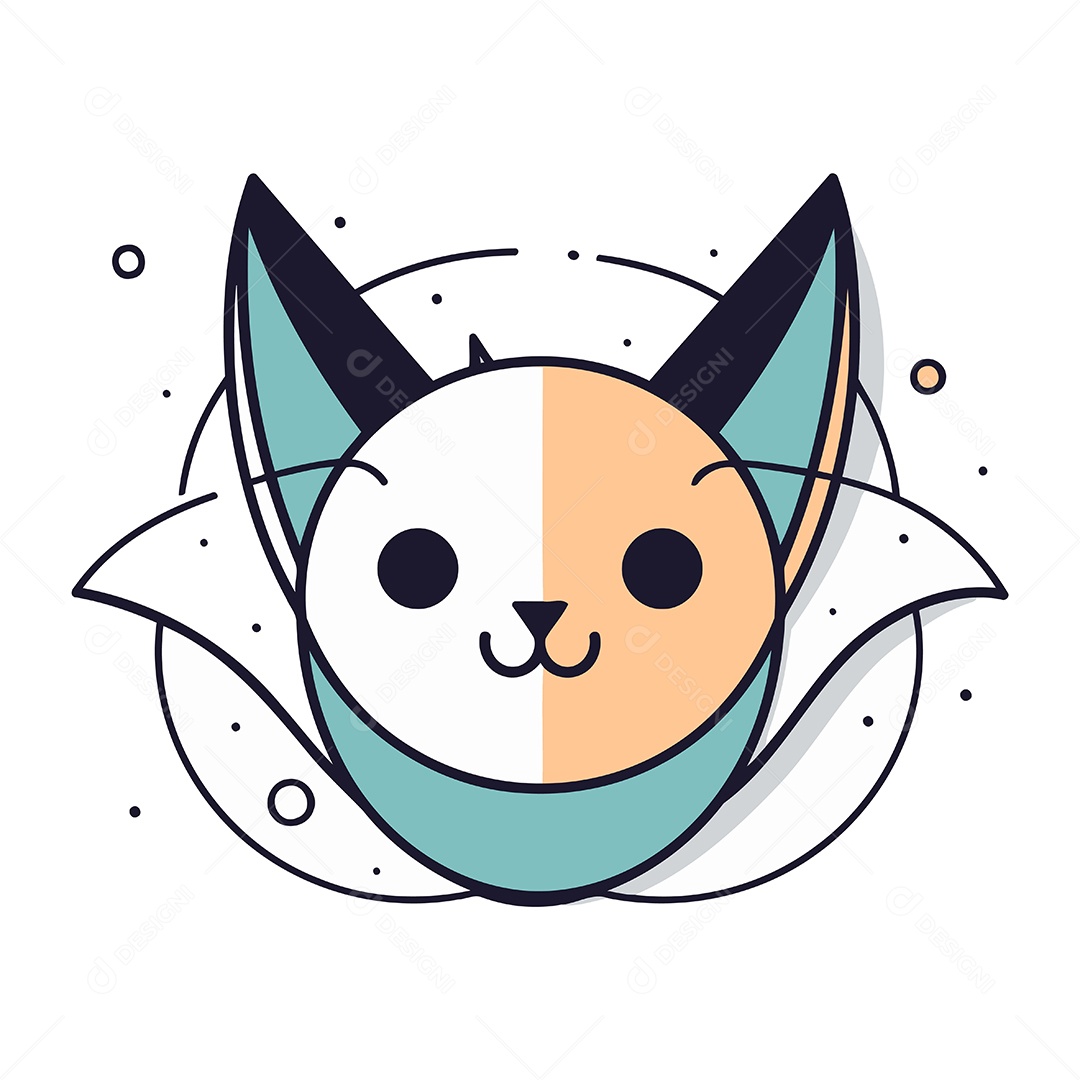 Rosto de Gato Desenho Animado Ilustração Vetor EPS