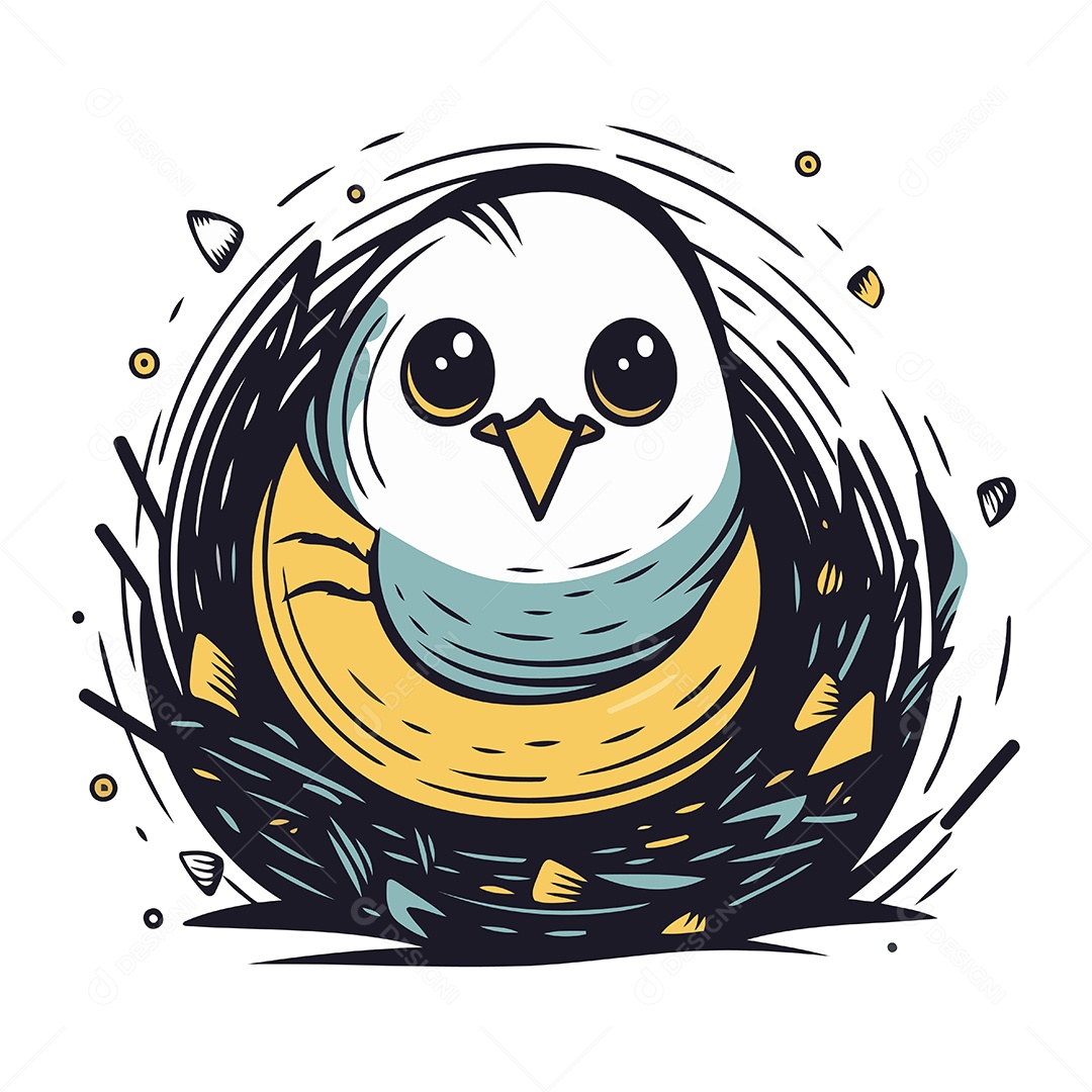 Pássaro Fofo no Ninho Ilustração Vetor EPS