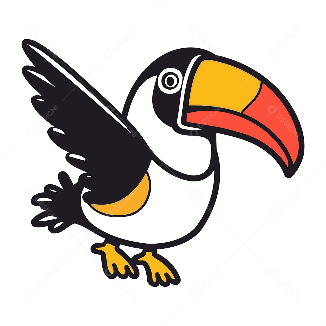 Tucano de Desenho Animado Ilustração Vetor EPS