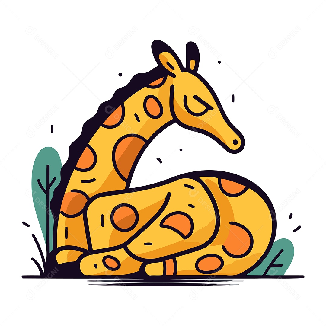 Girafa de Desenho Animado Ilustração Vetor EPS