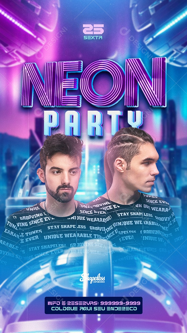 Flyer Story Neon Party Social Media PSD Editável