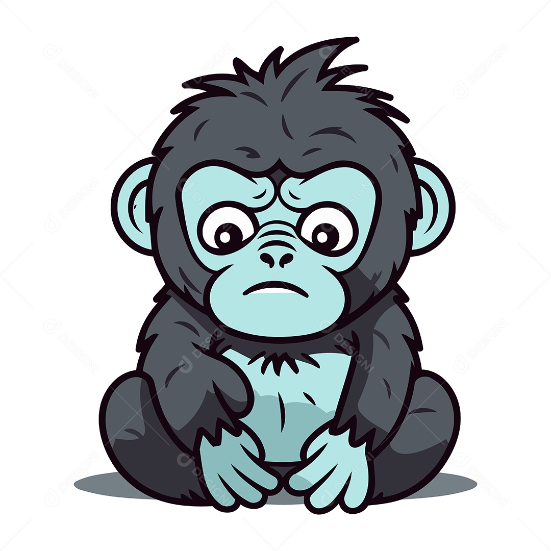 Gorila de Desenho Animado Ilustração Vetor EPS