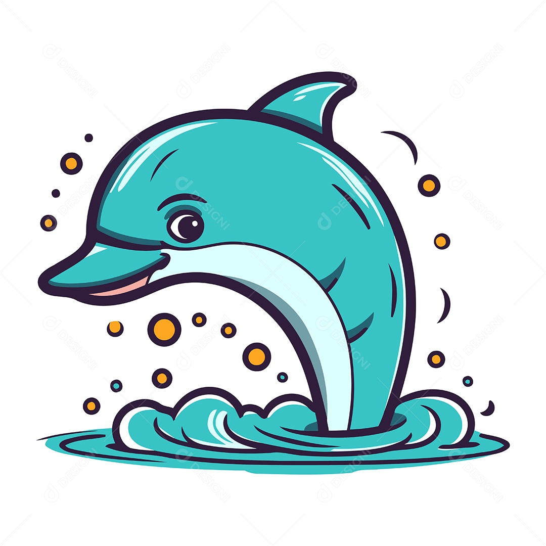 Golfinho de Desenho Animado Ilustração Vetor EPS