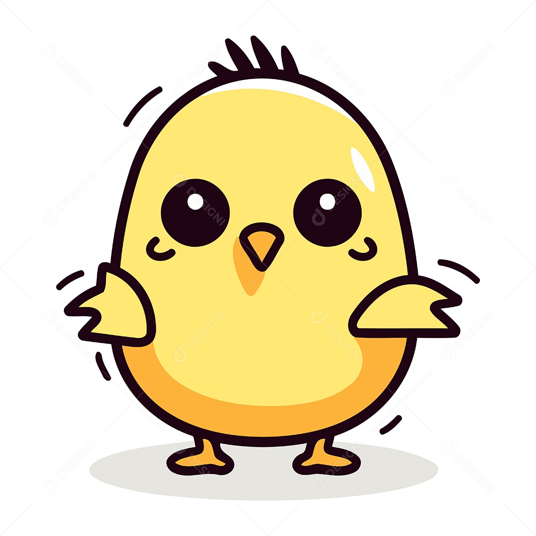 Pintinho Fofo de Desenho Animado Ilustração Vetor EPS