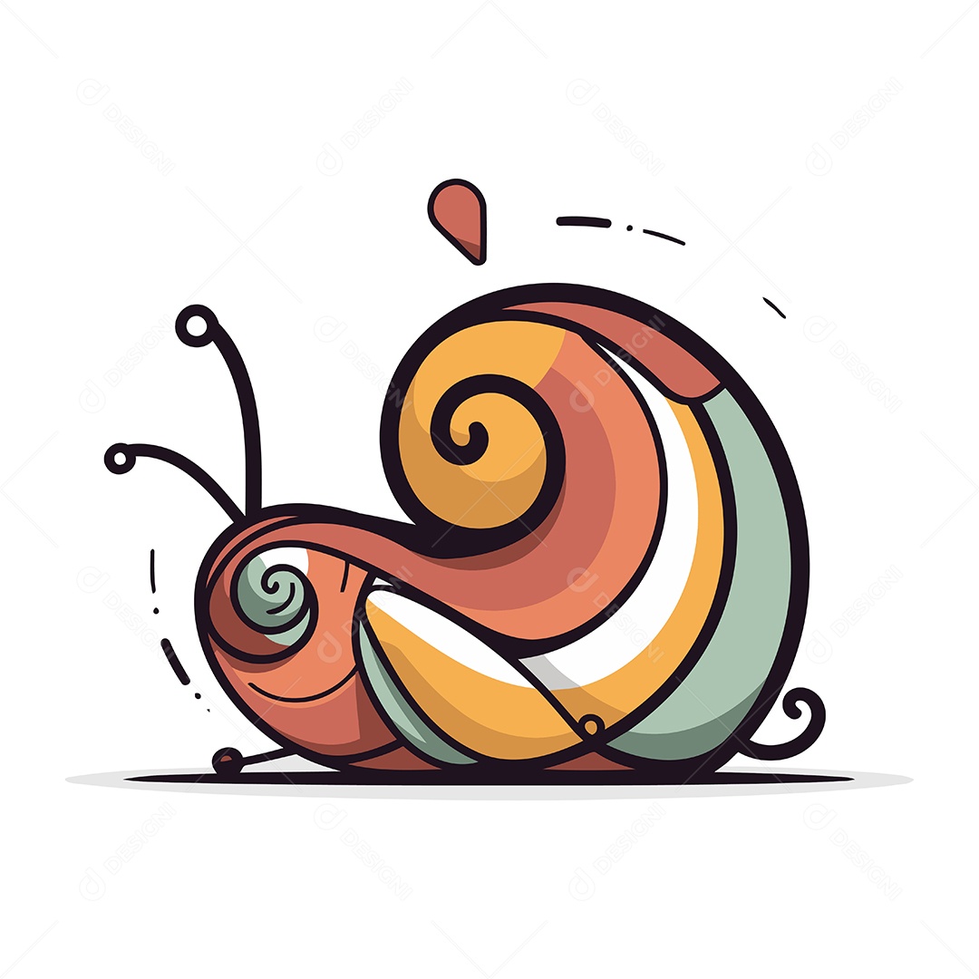 Caracol Fofo de Desenho Animado Ilustração Vetor EPS